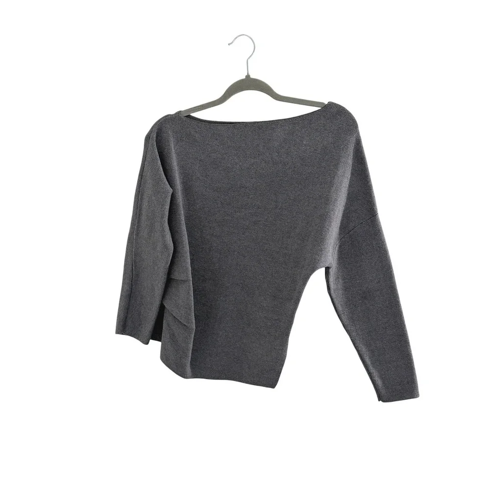 NWOT Halara Gray Boat Neck Long Sleeve Drop Shoulder Knit Sweater S New